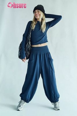 Women Sports Long Sleeve Top Thumb Hole Tight Light Weight Breathable Running Sportswear Solid Color Crop Top Jogger Sets