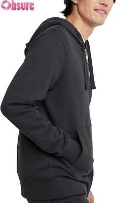 High Quality Custom Logo Men's Hoodie Sweat Pant Tracksuit Set Grey Solid Pattern Cotton Pockets Simple Plain Style