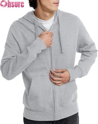 High Quality Custom Logo Men's Hoodie Sweat Pant Tracksuit Set Grey Solid Pattern Cotton Pockets Simple Plain Style