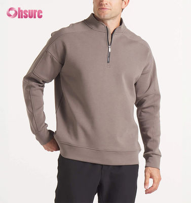 High Quality Custom Embroidery Men's Oversized French Terry Crew Neck Sweatshirt & Heavyweight Quarter Zip Hoodie Solid Pattern