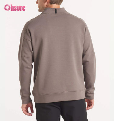 High Quality Custom Embroidery Men's Oversized French Terry Crew Neck Sweatshirt & Heavyweight Quarter Zip Hoodie Solid Pattern