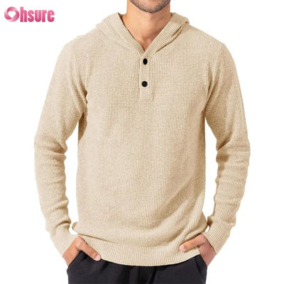 Wholesale Sports Good Design Super Fashion High Quality Tops Soft Knit Wool Cashmere Hoodie With Buttons for Men Mesh-lined