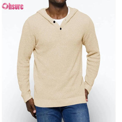 Wholesale Sports Good Design Super Fashion High Quality Tops Soft Knit Wool Cashmere Hoodie With Buttons for Men Mesh-lined