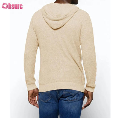 Wholesale Sports Good Design Super Fashion High Quality Tops Soft Knit Wool Cashmere Hoodie With Buttons for Men Mesh-lined