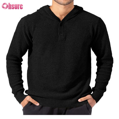 Wholesale Sports Good Design Super Fashion High Quality Tops Soft Knit Wool Cashmere Hoodie With Buttons for Men Mesh-lined