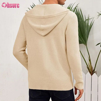 Wholesale Sports Good Design Super Fashion High Quality Tops Soft Knit Wool Cashmere Hoodie With Buttons for Men Mesh-lined