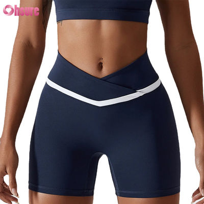 Women's High Waist Trainer Yoga Shorts Candy Color Quick Dry Nude Hot Shorts for Running Gym Fitness Sports Workouts