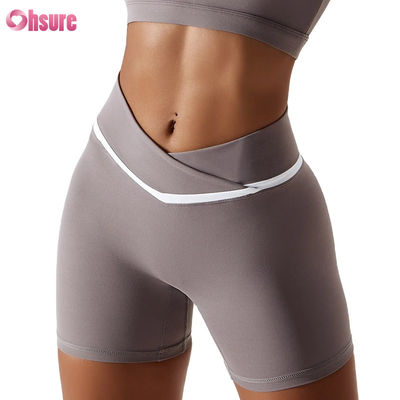 Women's High Waist Trainer Yoga Shorts Candy Color Quick Dry Nude Hot Shorts for Running Gym Fitness Sports Workouts