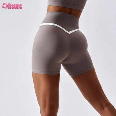 Women's High Waist Trainer Yoga Shorts Candy Color Quick Dry Nude Hot Shorts for Running Gym Fitness Sports Workouts