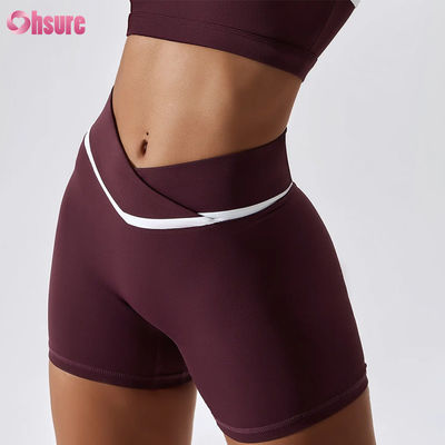 Women's High Waist Trainer Yoga Shorts Candy Color Quick Dry Nude Hot Shorts for Running Gym Fitness Sports Workouts