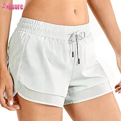 Women's High Waist Yoga & Running Shorts Quick Dry Gym Athletic Shorts With Zip Back Pocket Skinny Casual Style  Drawstring