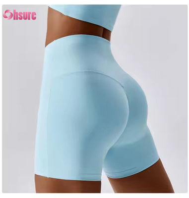 Candy Color Quick Dry Nude Yoga Shorts Hip Lift Running Fitness Shorts Tight Height Waist Sports Leggings