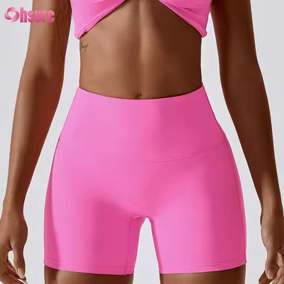 Candy Color Quick Dry Nude Yoga Shorts Hip Lift Running Fitness Shorts Tight Height Waist Sports Leggings
