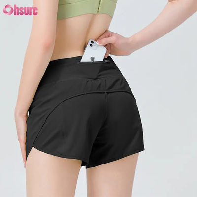 Fashion High Quality Women Active Wear Shorts Athletic Wear Women Running Shorts Nylon Spandex Gym Sweat Shorts With Pockets