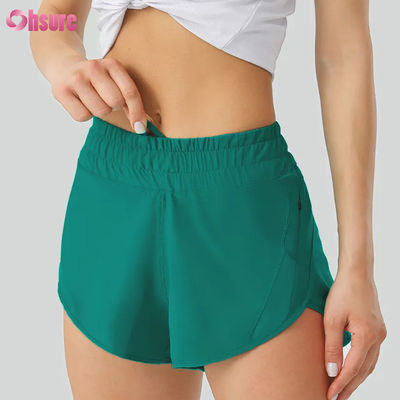 Women's Casual Yoga Shorts Highly Breathable Quick Dry Polyester Workout Pants with Elastic Waist Pockets for Sport & Running