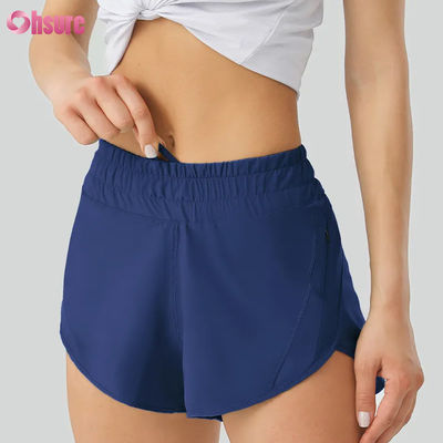 Women's Casual Yoga Shorts Highly Breathable Quick Dry Polyester Workout Pants with Elastic Waist Pockets for Sport & Running