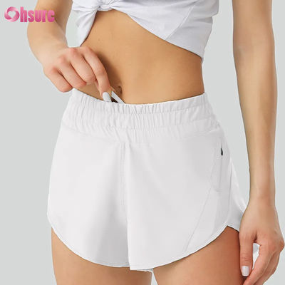 Women's Casual Yoga Shorts Highly Breathable Quick Dry Polyester Workout Pants with Elastic Waist Pockets for Sport & Running