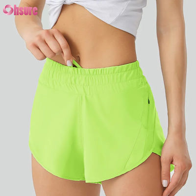 Women's Casual Yoga Shorts Highly Breathable Quick Dry Polyester Workout Pants with Elastic Waist Pockets for Sport & Running