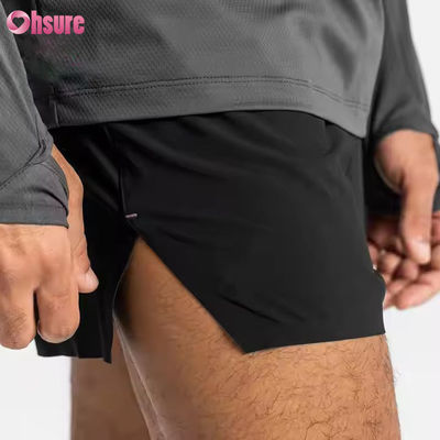 Custom Zipper Pockets Elastic Waist Sports Active Wear Mens Jacquard Print Workout Running Gym Shorts