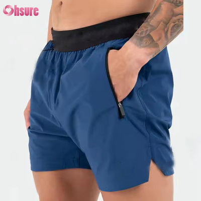 Custom logo on Waistband Polyester Pockets Split Hem Pour Hommes Sports Active Mens Workout Gym Athletic Shorts for Men