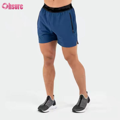 Custom logo on Waistband Polyester Pockets Split Hem Pour Hommes Sports Active Mens Workout Gym Athletic Shorts for Men
