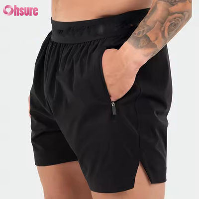 Custom logo on Waistband Polyester Pockets Split Hem Pour Hommes Sports Active Mens Workout Gym Athletic Shorts for Men