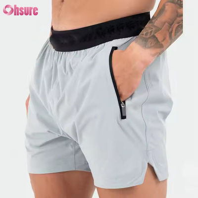 Custom logo on Waistband Polyester Pockets Split Hem Pour Hommes Sports Active Mens Workout Gym Athletic Shorts for Men