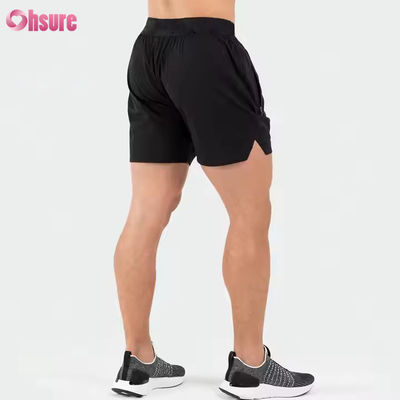 Custom logo on Waistband Polyester Pockets Split Hem Pour Hommes Sports Active Mens Workout Gym Athletic Shorts for Men