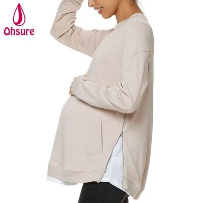 Winter Pregnant Clothes Plus Size Breastfeeding Clothing Soft Fleece Nursing Hoodie With Side Zipper Maternity Sweatshirt Women