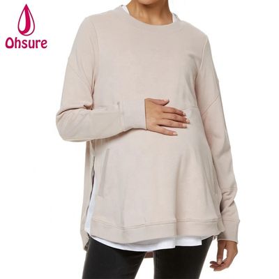 Winter Pregnant Clothes Plus Size Breastfeeding Clothing Soft Fleece Nursing Hoodie With Side Zipper Maternity Sweatshirt Women
