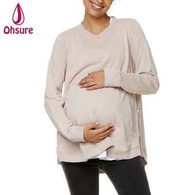 Winter Pregnant Clothes Plus Size Breastfeeding Clothing Soft Fleece Nursing Hoodie With Side Zipper Maternity Sweatshirt Women
