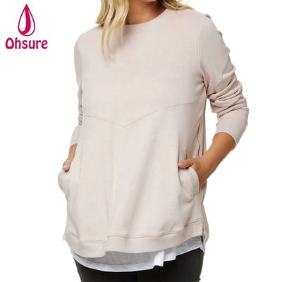 Winter Pregnant Clothes Plus Size Breastfeeding Clothing Soft Fleece Nursing Hoodie With Side Zipper Maternity Sweatshirt Women