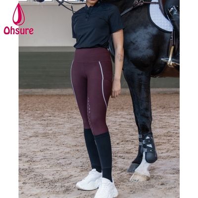 Blue Black Red Women's Equestrian Riding Breeches Elegant Touch Full Seat Silicon Wholesale Customized Horse Riding Tights