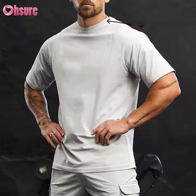 Custom 95% Cotton Spandex Crew Neck Short Raglan Sleeve Relaxed Fit Training Gym t Shirt for Men
