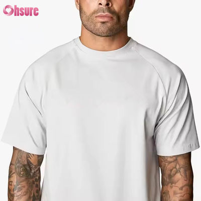 Custom 95% Cotton Spandex Crew Neck Short Raglan Sleeve Relaxed Fit Training Gym t Shirt for Men