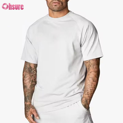 Custom 95% Cotton Spandex Crew Neck Short Raglan Sleeve Relaxed Fit Training Gym t Shirt for Men