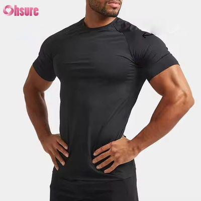 Custom Polyester Spandex Lightweight Slim Fit Raglan Sleeve Quick Muscle Training Top Gym t Shirt for Men