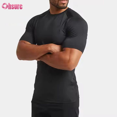 Custom Polyester Spandex Lightweight Slim Fit Raglan Sleeve Quick Muscle Training Top Gym t Shirt for Men