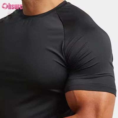 Custom Polyester Spandex Lightweight Slim Fit Raglan Sleeve Quick Muscle Training Top Gym t Shirt for Men