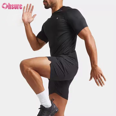 Custom Polyester Spandex Lightweight Slim Fit Raglan Sleeve Quick Muscle Training Top Gym t Shirt for Men