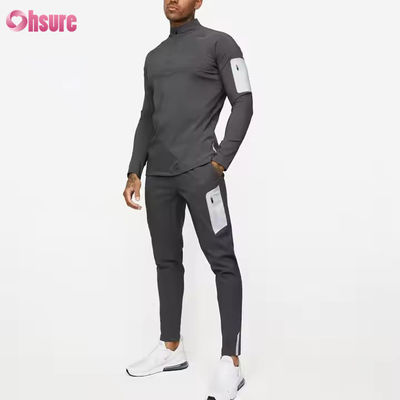 Custom Workout Active Sports Wear Slim Fit 1/4 Quarter Zip Jogging Track Top Men Compression Gym Long Sleeve Shirt