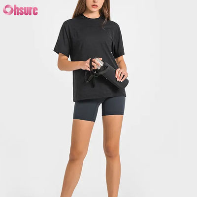 Wholesale Custom Logo Quick Dry Breathable Jacquard Sport T-shirts Fitness Short Sleeve Yoga Top Women Short Length Gym T Shirts