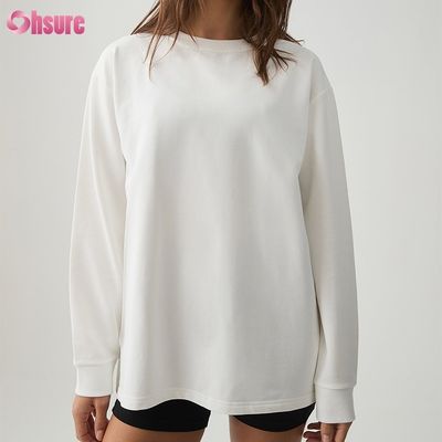 Women Long Sleeve T-shirt Custom Double Side O Neck Blank Plain Cropped Top Crossed Bottom Athletic Spandex