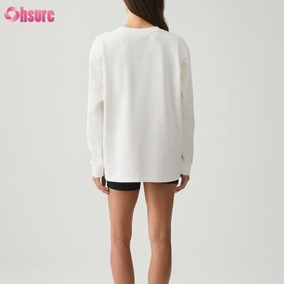 Women Long Sleeve T-shirt Custom Double Side O Neck Blank Plain Cropped Top Crossed Bottom Athletic Spandex