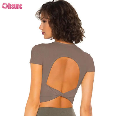Breathable Quick Dry Naked Feeling High Elastic Beautiful Back Female Sports T-shirt Fitness Workout Running Shirts for Women