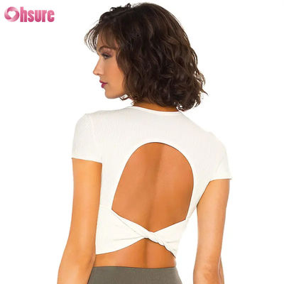 Breathable Quick Dry Naked Feeling High Elastic Beautiful Back Female Sports T-shirt Fitness Workout Running Shirts for Women