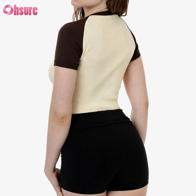 Premium Women's 100% Cotton Cropped Sports Top Stretchable Knitted Sleeve Breathable Casual Top with Custom Logo Option