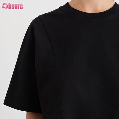 Custom Double Side O Neck Blank Plain Oversize Cropped Top Solid Casual Athletic Spandex Women Short Slevve T-shirt