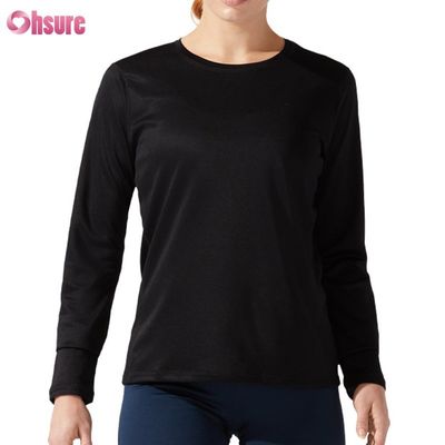 Custom Cotton Blank Plain Lose Fitting Slim Top  Solid Casual Athletic Spandex  Women Long Sleeve T-shirt