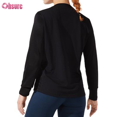 Custom Cotton Blank Plain Lose Fitting Slim Top  Solid Casual Athletic Spandex  Women Long Sleeve T-shirt